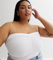 New Look Curves White Jersey Ruched Bandeau Top